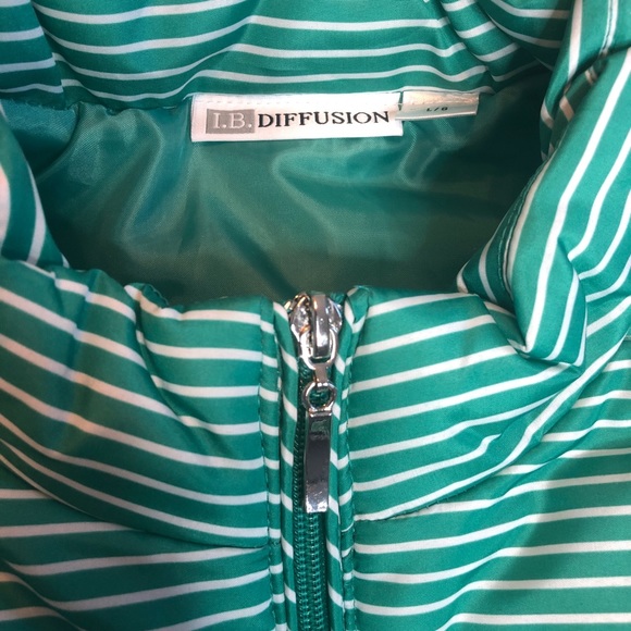 New Green and White Striped Puffer Vest - Picture 8 of 9